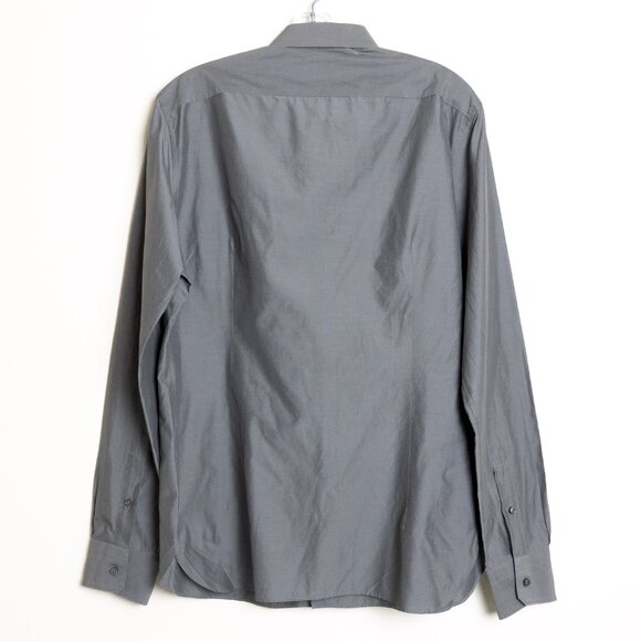 Ermenegildo Zegna Silk Cotton Hidden Placket Grey Shirt 41 / 16 - Picture 3 of 12